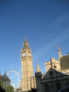 The "Big Wheel" in background and "Big Ben" fore...